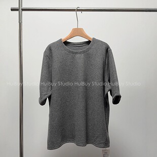 上衣女短袖 设计感大廓形慵懒时髦中长款 毛呢T恤秋新 会buy实拍