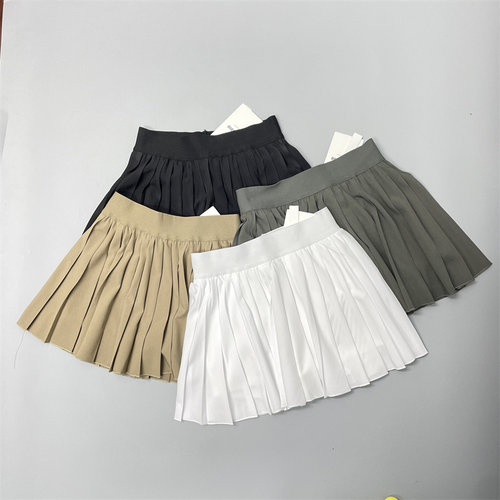 高腰白色松紧腰半身裙网球短裙