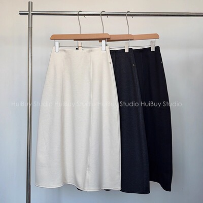 【会buy实拍】加绒醋酸羊毛花苞裙高腰弹力显瘦立体裁剪女裙6993