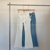 会buy实拍 超模牛仔 四面弹垂感显瘦喇叭裤 高腰微喇牛仔裤 春