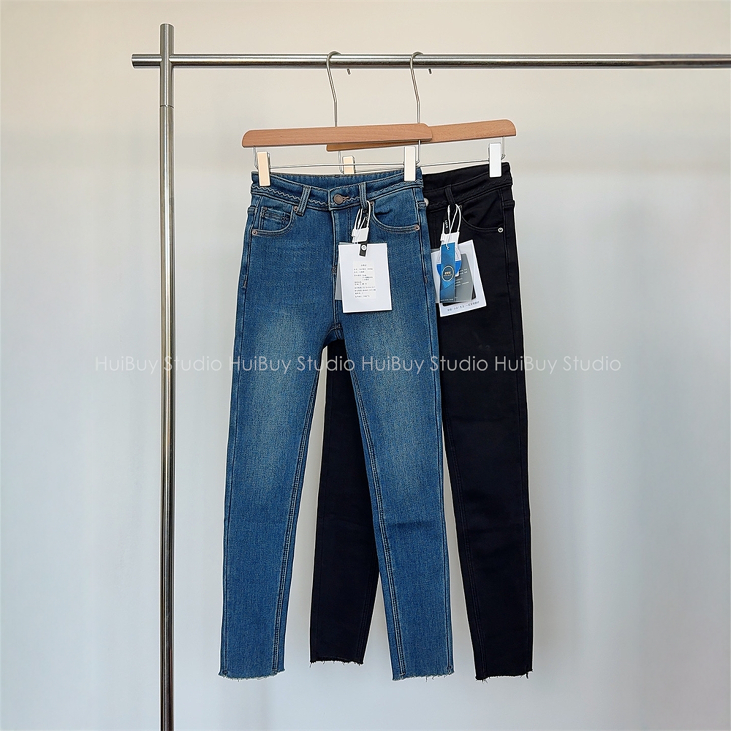 【会buy实拍】保暖加密密绒磨边小脚裤~显瘦修身加绒牛仔裤女秋冬