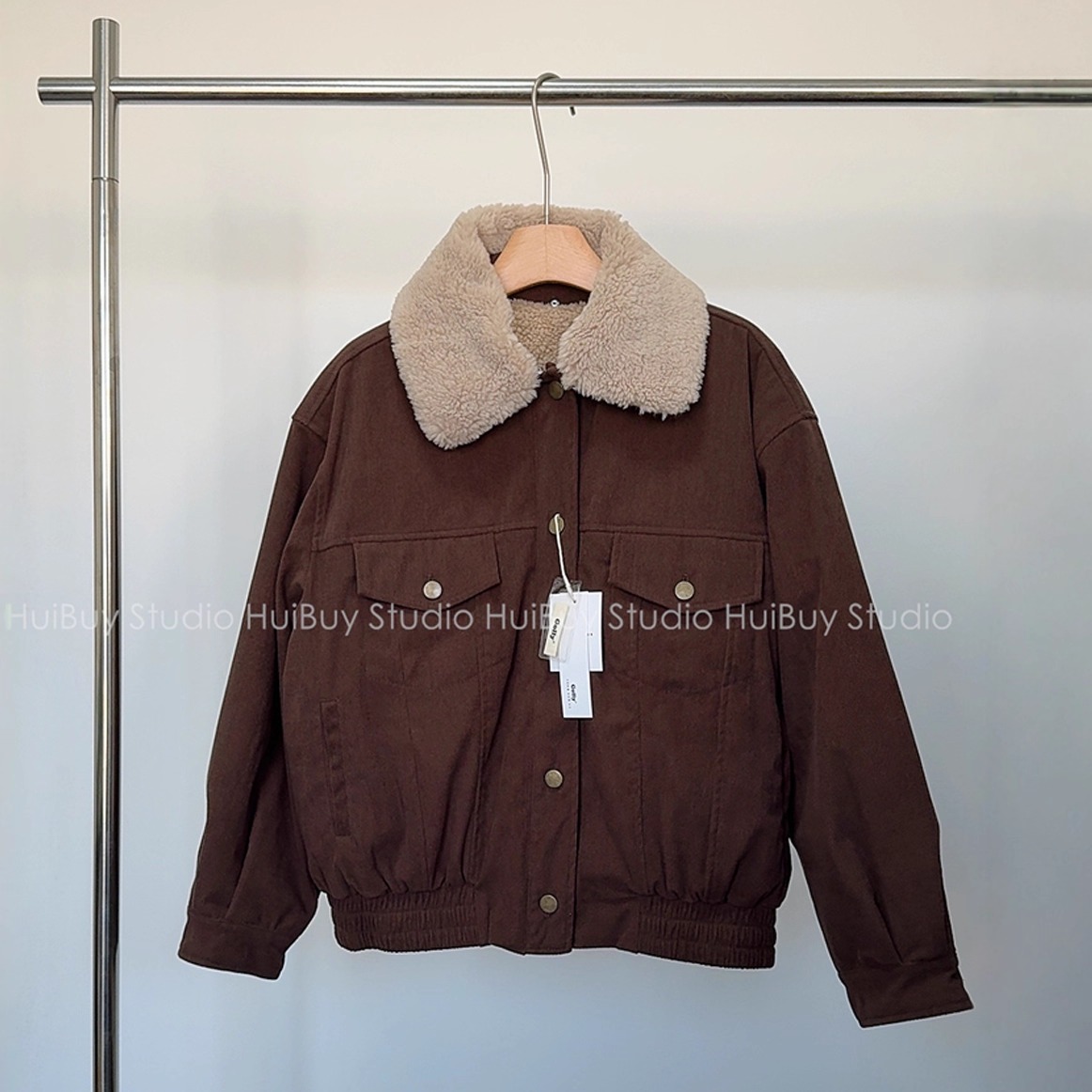 【会buy实拍】美式复古灯芯绒外套女秋冬仿羊羔毛翻领棉夹克上衣
