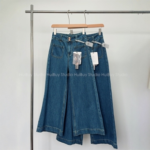 高腰垂感阔腿双扣牛仔裤 篙端牛货 女宽松直筒拖地裤 会buy实拍