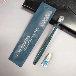 酒店高档软毛牙具宾馆客房专用大头牙刷牙膏套装可定做三色可选