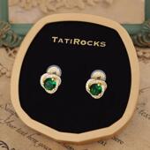 丹麦 Tatirocks守护绿宝石耳夹无耳洞高级感轻奢女耳环 设计师