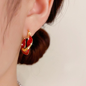 耳环 Tatirocks红色螺纹旋转耳钉高级感轻奢女爆款 丹麦 设计师