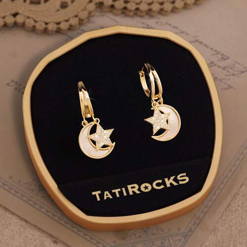 丹麦【设计师】Tatirocks星月贝母耳钉高级感轻奢闪耳环珍玩摆件