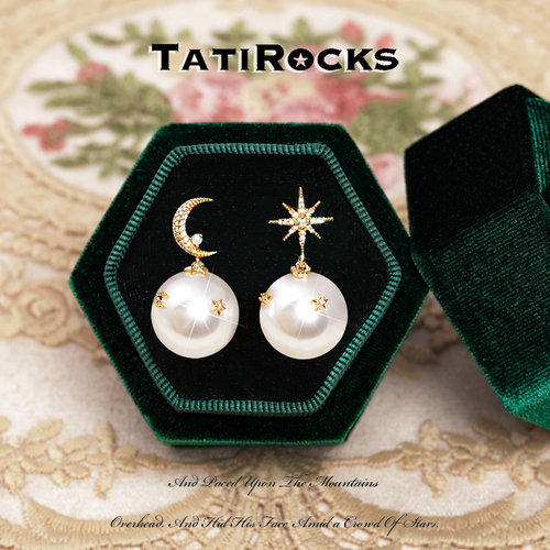 丹麦【设计师】Tatirocks星月珍珠耳环女轻奢高级感小众爆款耳钉