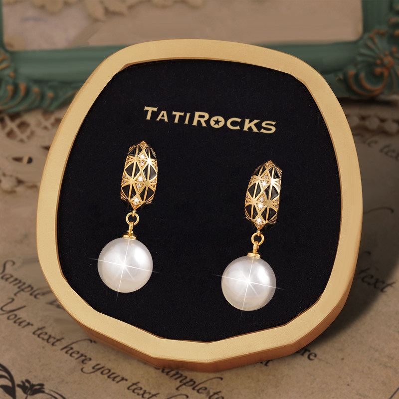 丹麦【设计师】Tatirocks满钻拼色珍珠耳钉高级感轻奢女摆件耳环