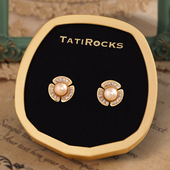 丹麦 Tatirocks香槟三叶花珍珠耳钉高级感轻奢摆件耳环 设计师