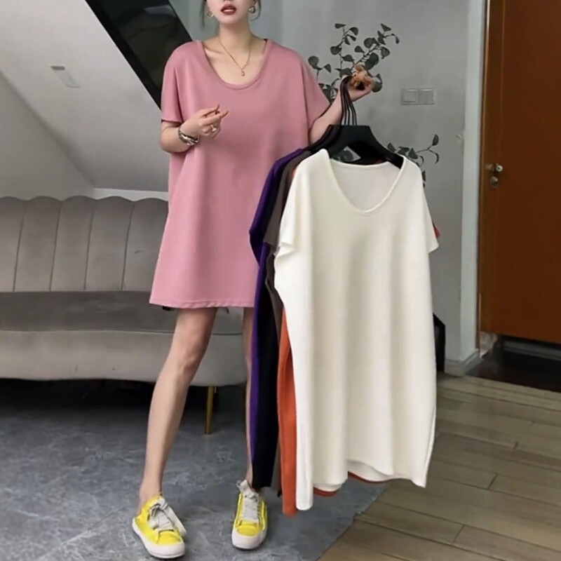 欧货2025春夏季新款显瘦百搭u领短袖T恤女宽松法式小众松弛感上衣