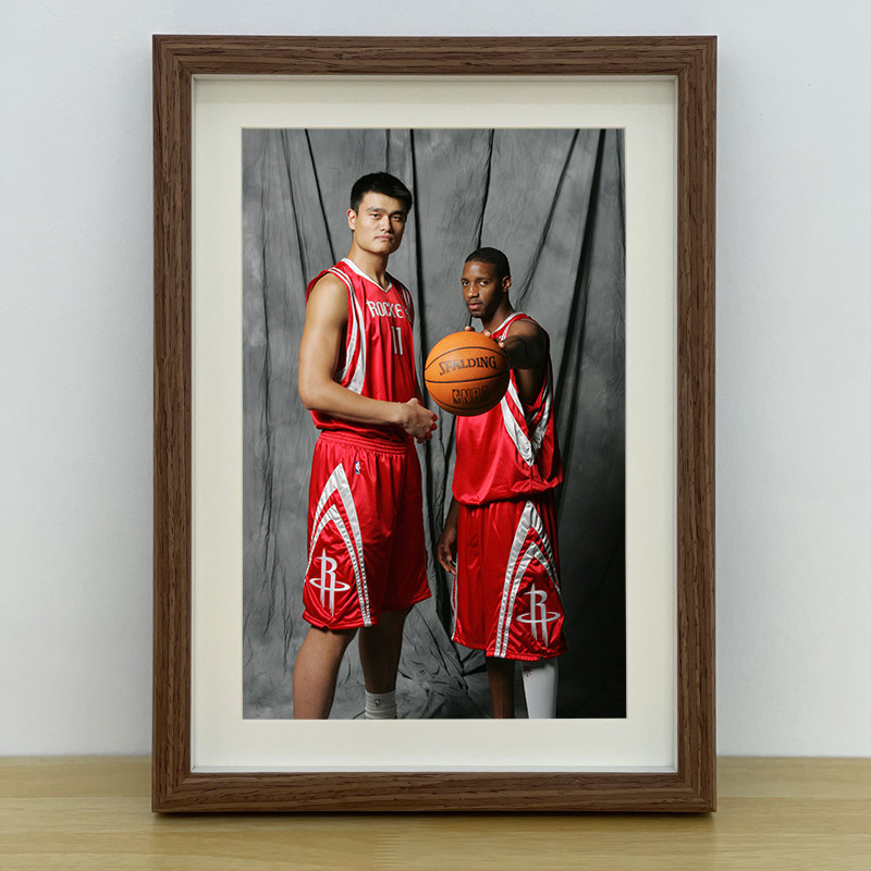 nba火箭姚明麦迪中空相框摆台装饰画篮球海报照片挂墙送朋友礼物
