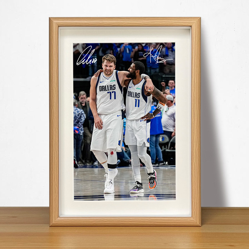 东欧组合东契奇欧文相框挂画摆台NBA球星海报照片摆件装饰画礼物