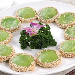 绿茶佛饼芋泥香芋芝麻饼酒店糕点小吃半成品饭店美食冷冻油炸点心