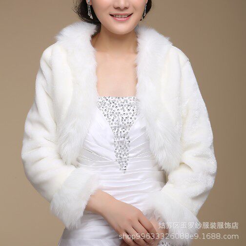 欧美新娘披肩毛绒披肩秋冬加绒加厚长袖翻领小外套高档仿兔毛披肩