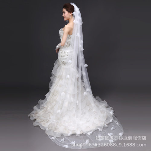 欧美手工花朵珠子新娘结婚头纱