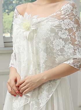春夏花朵蕾丝外塔披肩礼服旗袍