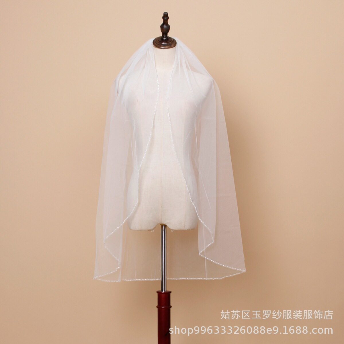 欧美头纱头饰订婚婚纱结婚婚礼服饰拍照i高级感主婚蕾丝软纱批发