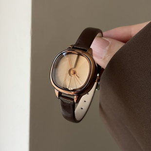 伴朵无字手表女款 女士复古小表盘石英表学生简约小众腕表皮带 女式