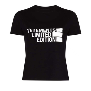 2022新款 T体恤打底上衣 VETEMENTS字母维特萌女士修紧身圆领短半袖