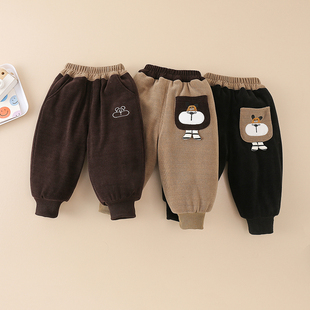 婴儿保暖外穿开档裤 小童加厚卫裤 新生1 3岁男宝宝加绒长裤 儿童棉裤