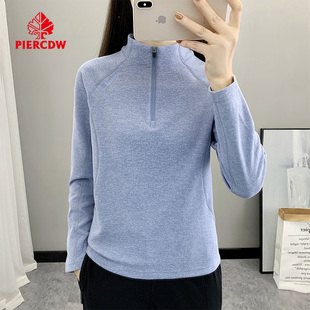 『PIERCDW帕瑞萨』户外运动德绒T恤女2025新款加绒加厚立领打底衫