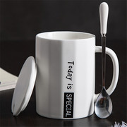 Net red water cup men's mug boy's cup household ceramic cup with lid simple high-value texture Nordic