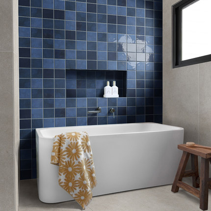 复古浴室卫生间厕所宝石蓝马赛克瓷砖厨房阳吧台背景墙砖轻奢风
