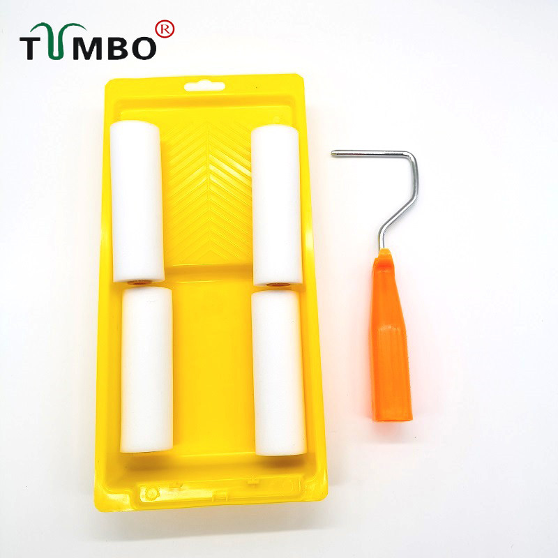 工厂直销托盘油漆刷套装刷4寸海绵滚刷刷墙工具乳胶漆滚刷涂料刷