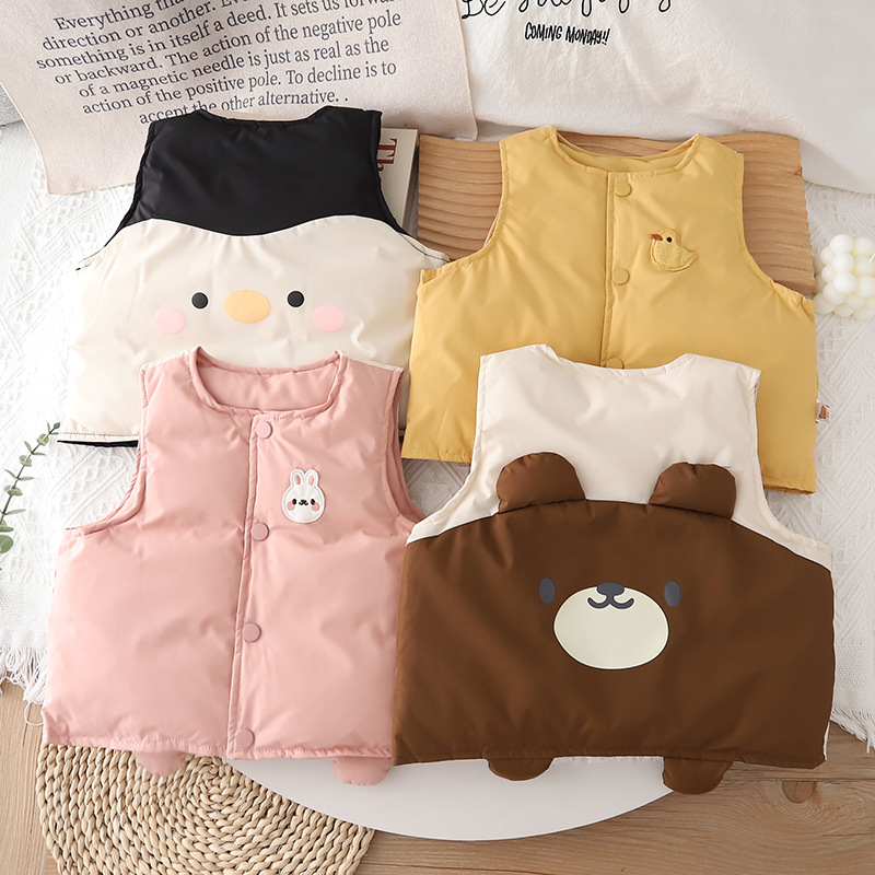 宝宝外出保暖小熊小兔子羽绒背心