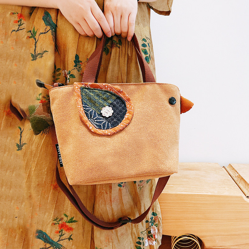 三色补丁飞鸟小挎包女2025夏新款民族风手拎包小众百搭单肩斜挎包