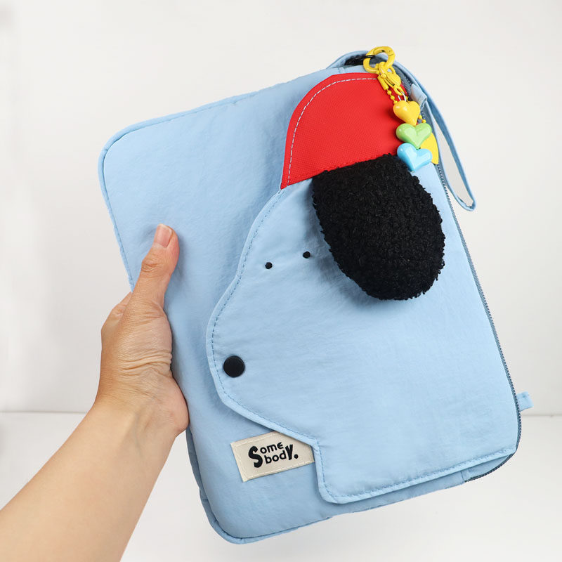 三色补丁原创设计小狗Ipad包2026春夏新可爱卡通手腕包休闲保护套