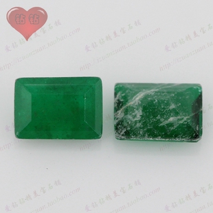 哥伦比亚祖母绿长方形直角车平 人造合成绿宝石镶嵌吊坠手链戒指