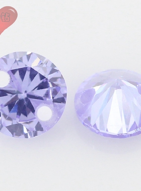 变蓝色锆石双孔裸石戒面带孔 合成彩色宝石打孔镶嵌珠宝首饰配件