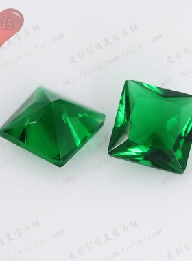 diy绿色玻璃正方形裸石镶嵌戒面
