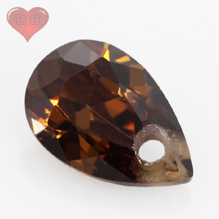 水滴形咖啡色耳环主石戒面