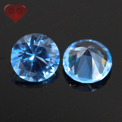 圆形海蓝纳米裸石宝石戒面 DIY海蓝色尖底钻5~6.5mm 147#/3
