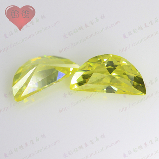 橄榄黄色月亮形半月形锆石裸石 橄榄色人造美甲仿钻首饰配饰DIY