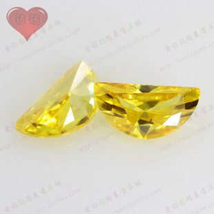 金黄色月亮形半月形锆石裸石 黄色半月形人造美甲仿钻首饰配饰DIY