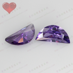 紫红色月亮形半月形锆石裸石 半月人造美甲仿钻首饰配饰DIY