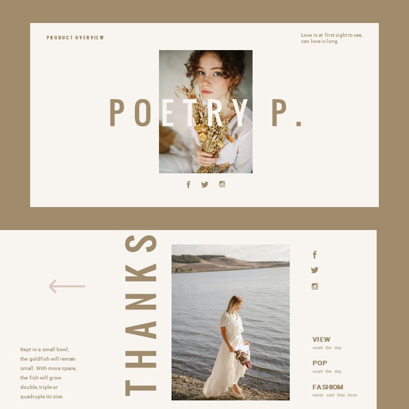 XY233浅色PPT模版暖卡其文艺极简医美美容杂志风棕色茶色护肤汇报