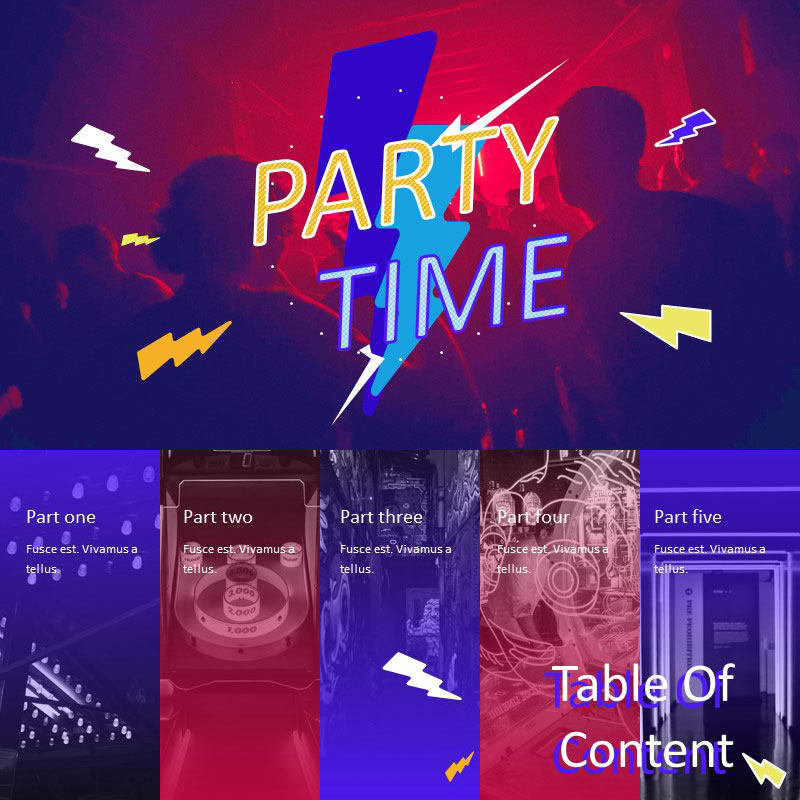 XY005 party time PPT模版异形怪状嗨爆全场潮流艺术创意多彩潮流