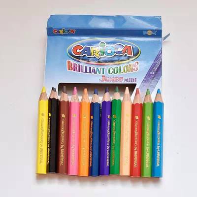 加粗六角短杆彩铅幼儿园绘画大粗彩芯易抓握改握姿摔不断12色画笔