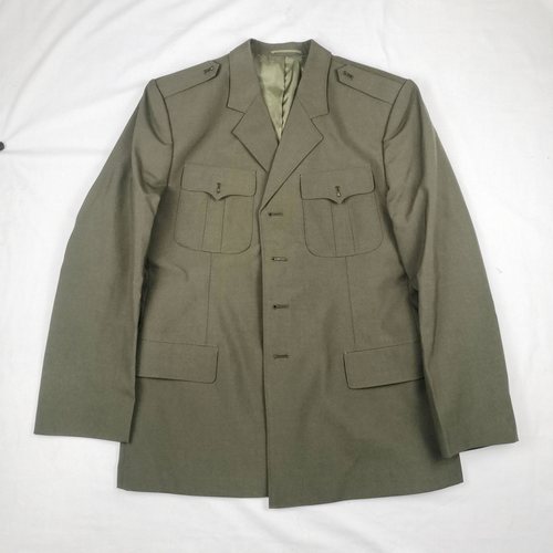 87式夏常服夏季西服毛料军绿色