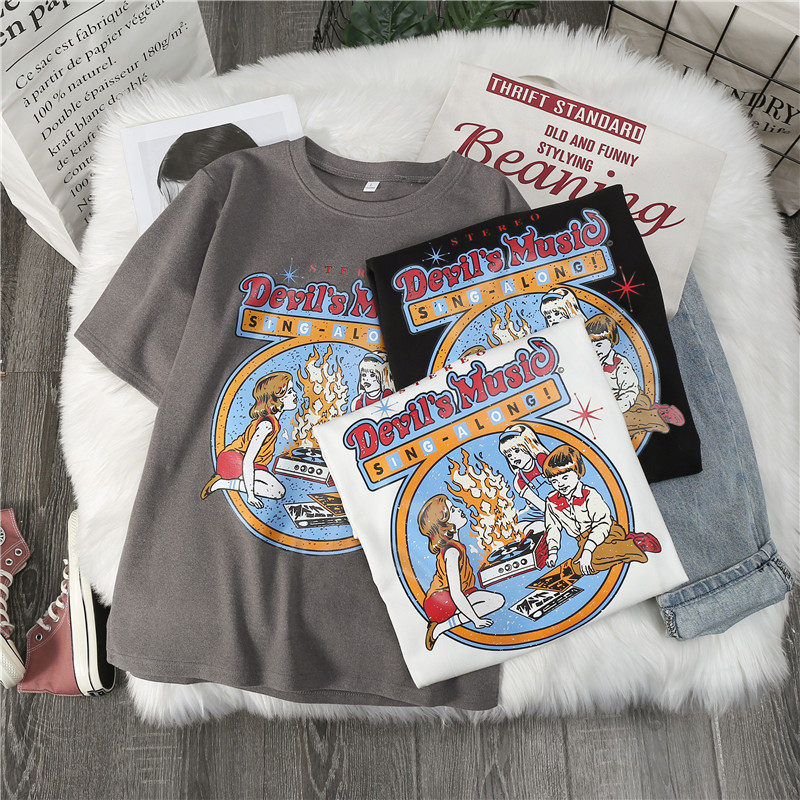 Net red cartoon T-shirt women Korea East Gate loose short sleeve lovely top