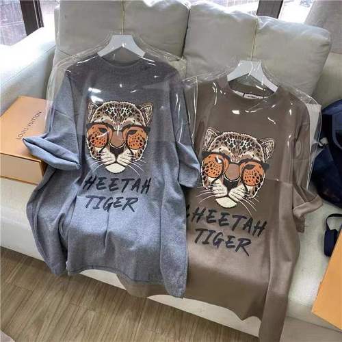 2022 oversize new tiger head cartoon printed short sleeve T-shirt