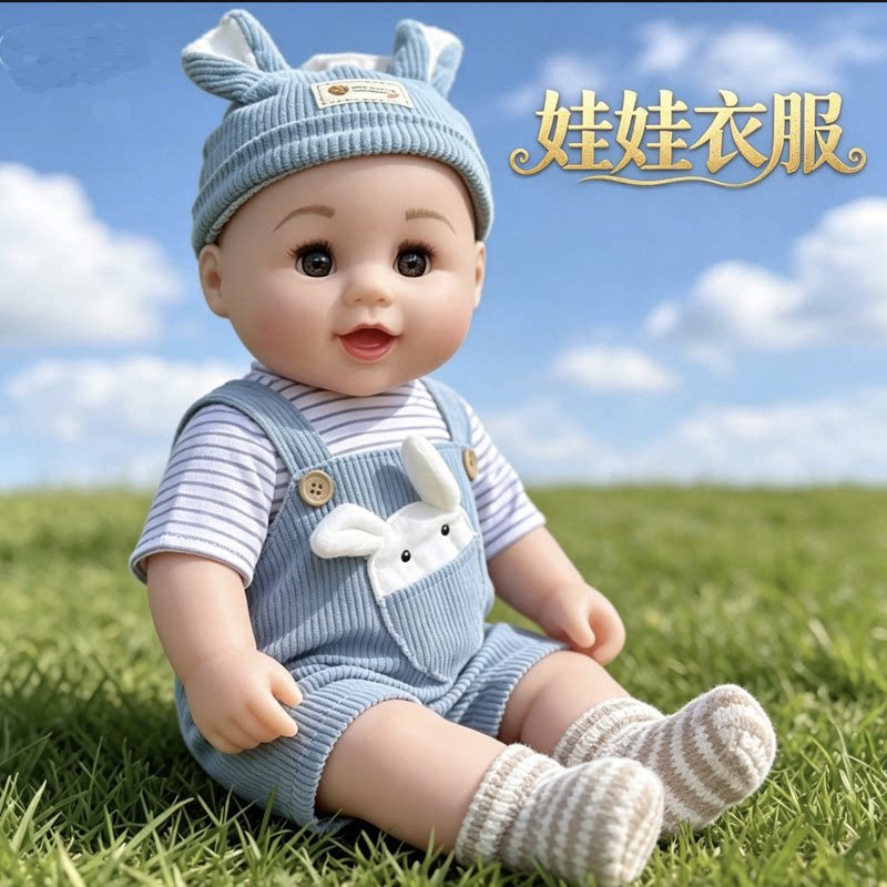 45厘米到50厘米全胶仿真娃娃衣服四件套洋娃娃衣服换装背带裤包邮