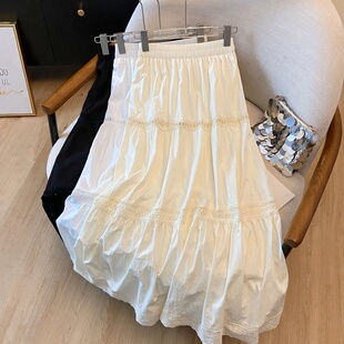 镂空蕾丝拼接半身裙女2026春夏新款 高级感温柔风高腰蛋糕裙女