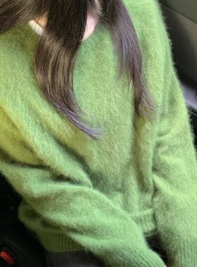 深圳南油韩系毛茸茸仿貂绒毛衣女春秋圆领简约基础款内搭针织衫冬
