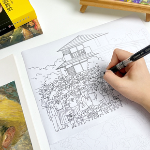 蜡笔小新全家福卡通线条画临摹图稿控笔练习手部康复上班摸鱼解压